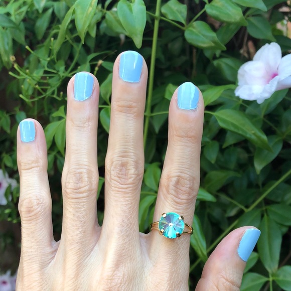 Violet Aurora Borealis Rivoli Crystal Ring - Picture 8 of 14